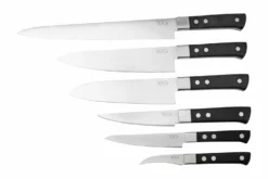 Maserin TEGI 2500TG02-N Set De 6 Couteaux De Cuisine Avec Sac Enroulable, Noir