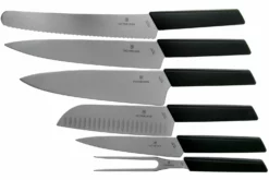 Victorinox Swiss Modern Set De 6 Couteaux De Cuisine Avec Bloc, Noir, 6.7186.63 -KNIVESANDTOOLS Soldes VT6 7186 63 04 victorinox scaled